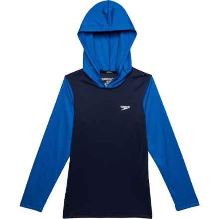 Speedo Boys and Girls Hooded Swim Shirt - UPF 50+, Long Sleeve in Blue