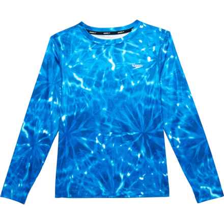 Speedo Boys and Girls Printed Swim Shirt - UPF 50+, Long Sleeve in Blue