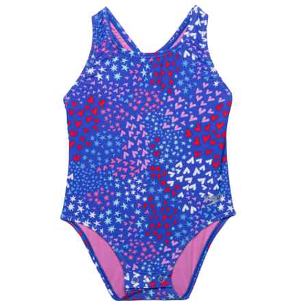 Speedo Infant and Toddler Girls Printed Snapsuit - UPF 50+ in Dazzling Blue