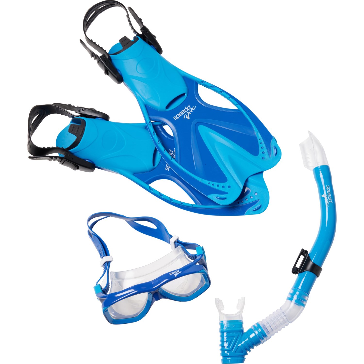 Speedo Jr. Reefscout Mask, Snorkel and Fin Set (For Boys and Girls