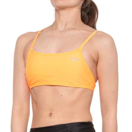Speedo Solid Strappy Fixed 970 Bikini Top in Orange Pop