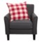 565HJ_2 Spencer Oversized Buffalo Plaid Red and Cream Throw Pillow - 24x24”, Feathers
