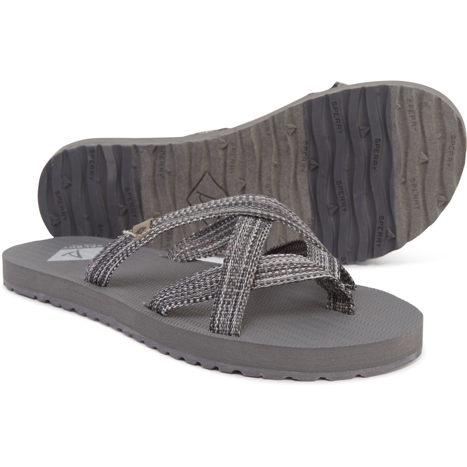 black sperry flip flops