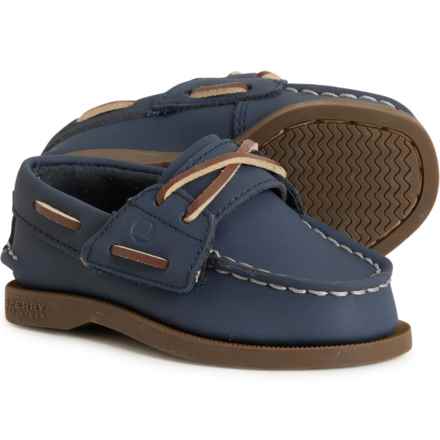 Sperry Little Boys and Girls Authentic Original Boat Shoes - Leather in Navy