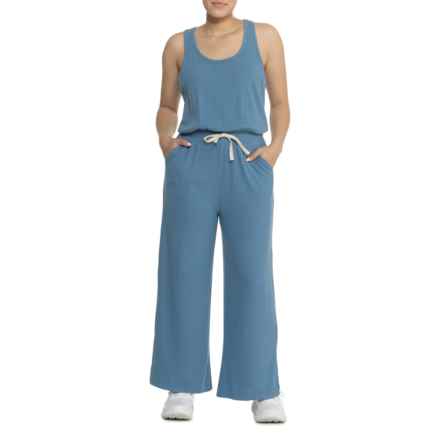 Spiritual Gangster Perfect Ballet Ribbed Wide Leg Jumpsuit - Sleeveless in Cobolt