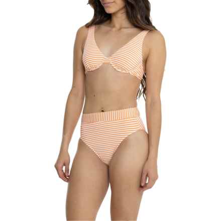 Splendid Plunge Seersucker Bikini Set in Orange Stripe