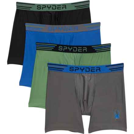 Spyder All-Performance Knit Boxer Briefs - 4-Pack in Green/Black/Gray/Blue