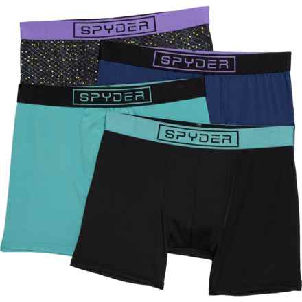 Spyder All-Performance Knit Boxer Briefs - 4-Pack in Print/Black/Teal/Navy