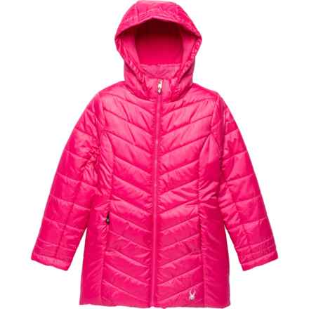 Spyder Big Girls Boundless Long Midweight Puffer Jacket - Insulated in Hot Pink