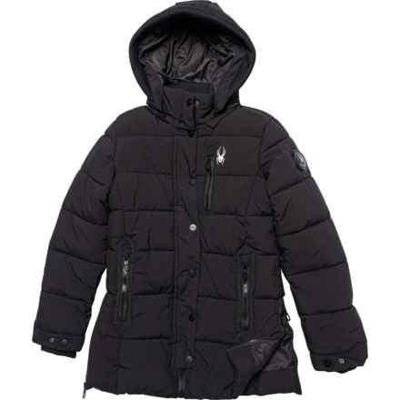 Spyder Big Girls Long Puffer Jacket - Insulated in Black