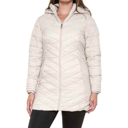 Spyder Boundless Long Packable Hooded Puffer Jacket  - Insulated in Moonbeam