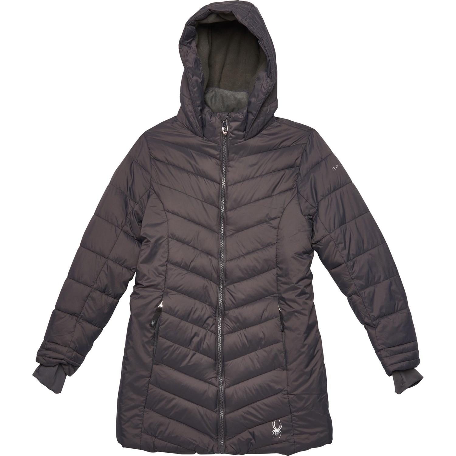 spyder boundless quilted hooded long jacket