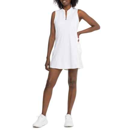 Spyder Brushed Knit Dress - Zip Neck, Sleeveless in White