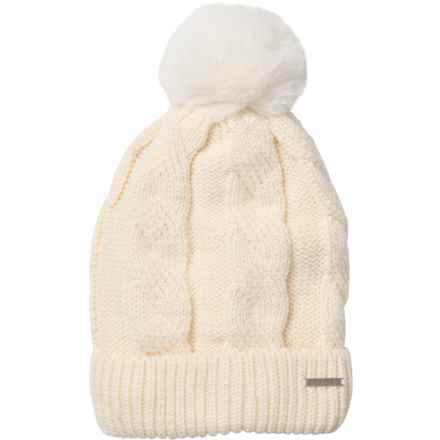 Spyder Cable Knit Pom Beanie in Chalk