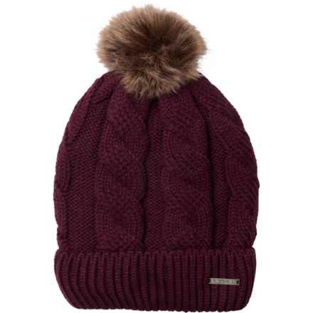 Spyder Cable Knit Pom Beanie in Fig