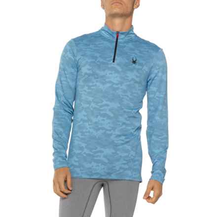 Spyder Camo Jacquard Shirt - Zip Neck, Long Sleeve in Light Blue