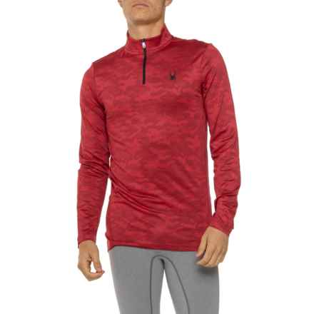 Spyder Camo Jacquard Shirt - Zip Neck, Long Sleeve in Rustic Red