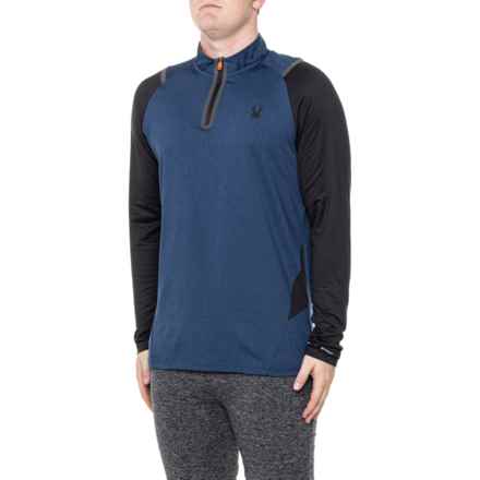 Spyder Color-Block Brushed Compression Shirt - Zip Neck, Long Sleeve in Dust Navy Heather
