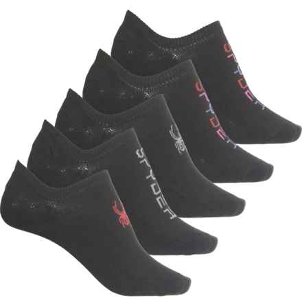 Spyder Color Logo Super No-Show Socks - 5-Pack, Below the Ankle (For Women) in Black