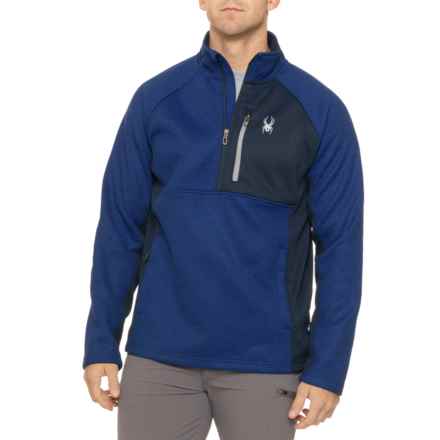 Spyder Core Sweater-Knit Fleece Jacket - Zip Neck in Electric Blue Heather (W/ True Navy)