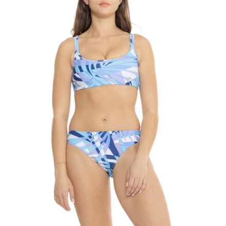 Spyder Double Strap Bikini Top and Hipster Swim Bottoms Set in Denim Blue