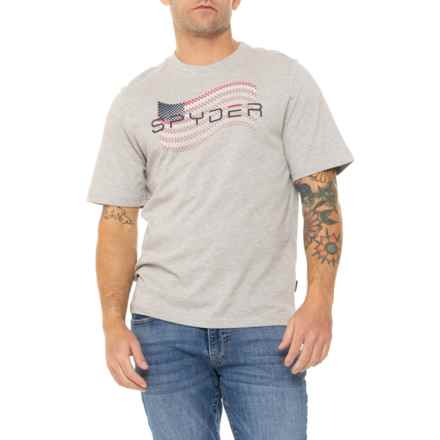 Spyder Flag Graphic T-Shirt - Short Sleeve in Heather Grey