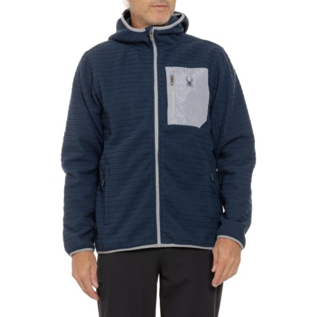 Spyder Grid Fleece Hooded Jacket in True Navy