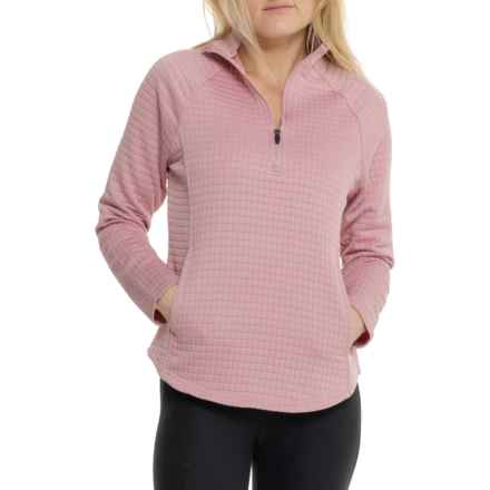 Spyder Grid Quilt Zip Neck Shirt - Long Sleeve in Mauve Rose