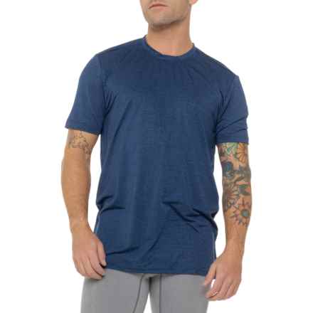 Spyder Grid Textured Reflective Logo Active Crew Neck T-Shirt - Short Sleeve in Navy Heather