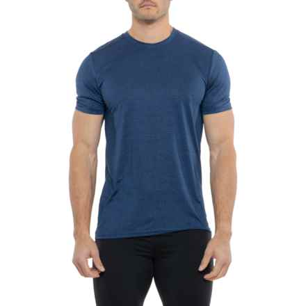 Spyder Grid Textured Reflective Logo Active Crew Neck T-Shirt - Short Sleeve in Navy Heather