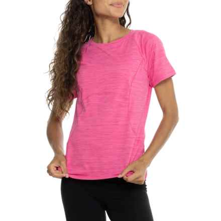 Spyder Heather Jacquard Mesh T-Shirt - Crew Neck, Short Sleeve in Fandango Pink Htr