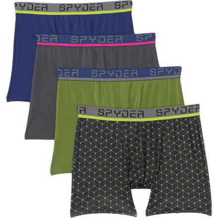 Spyder High-Performance Boxer Briefs - 4-Pack in Black Dot/Grey/Green/Blue