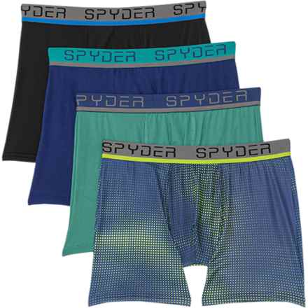 Spyder High-Performance Boxer Briefs - 4-Pack in Green Dot Blue/Navy/Blue/Black