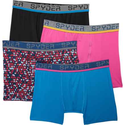 Spyder High-Performance Knit Boxer Briefs - 4-Pack in Print/Black/Pink/Blue