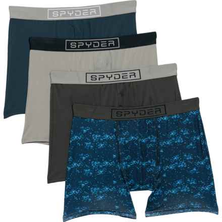 Spyder High-Performance Knit Boxer Briefs - 4-Pack in Print/Blue/Gray/Gray