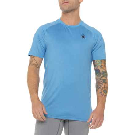 Spyder Jacquard Tonal Printed Raglan Crew Neck T-Shirt - Short Sleeve in Tranquil Blue