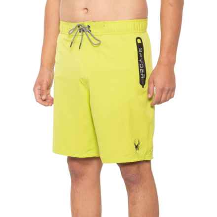 Spyder Laser-Cut Zip Logo Swim Shorts - 9” in Lime