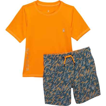 Spyder Little Boys Falling Stars Sun Shirt and Swim Shorts Set - UPF 30+, Short Sleeve in Flare