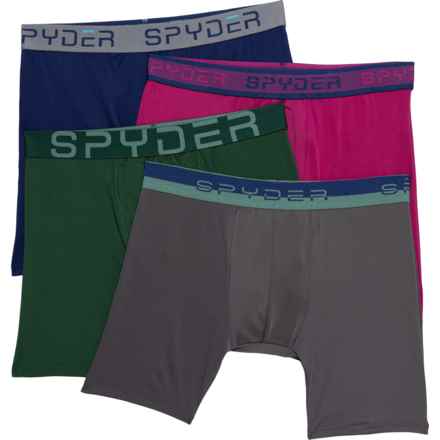 Spyder Long Leg Mesh Boxer Briefs - 4-Pack in Green/Gray/Navy/Burgundy