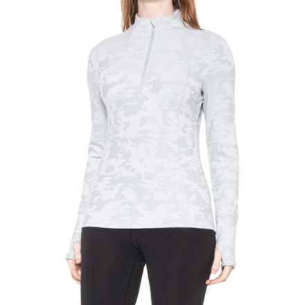 Spyder Mock Neck Shirt - Zip Neck, Long Sleeve in Icy Grey