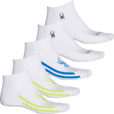 Spyder Off-Set Stripe Half-Cushion Low-Cut Socks - 5-Pack, Ankle (For Men) in White