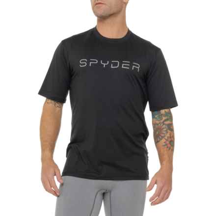 Spyder Peached Jersey Wordmark T-Shirt - Short Sleeve in Heather Black