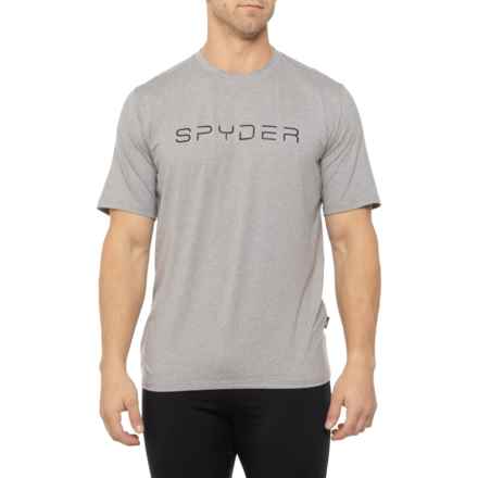 Spyder Peached Jersey Wordmark T-Shirt - Short Sleeve in Heather Grey