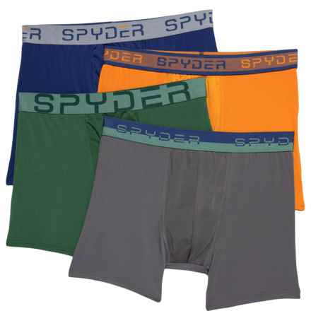 Spyder Performance Front Mesh Boxer Briefs - 4-Pack in Green/Gray/Navy/Orange