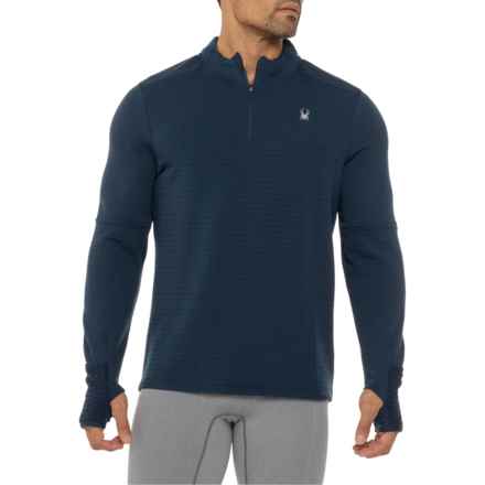 Spyder Performance Grid Fleece Running Shirt - Zip Neck, Long Sleeve in Deep Navy