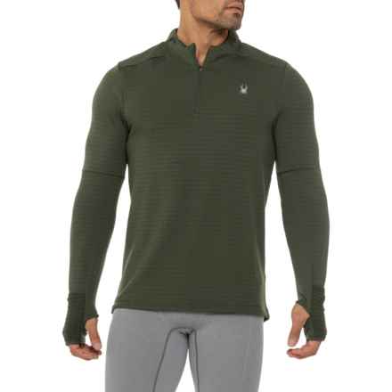 Spyder Performance Grid Fleece Running Shirt - Zip Neck, Long Sleeve in Olive