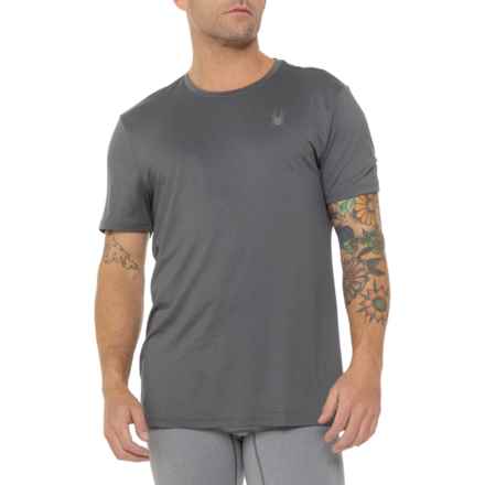 Spyder Reflective Logo Textured Active T-Shirt - Short Sleeve in Burnt Charcoal