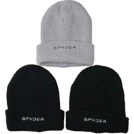 Spyder Ribbed Cuff Beanie - 3-Pack in Black