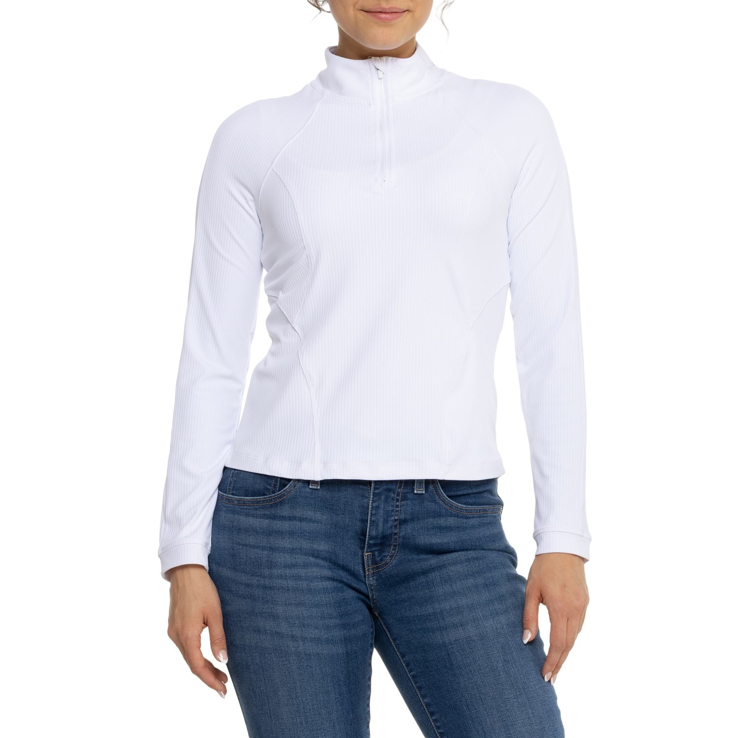 Spyder Ribbed Knit Shirt - Zip Neck, Long Sleeve