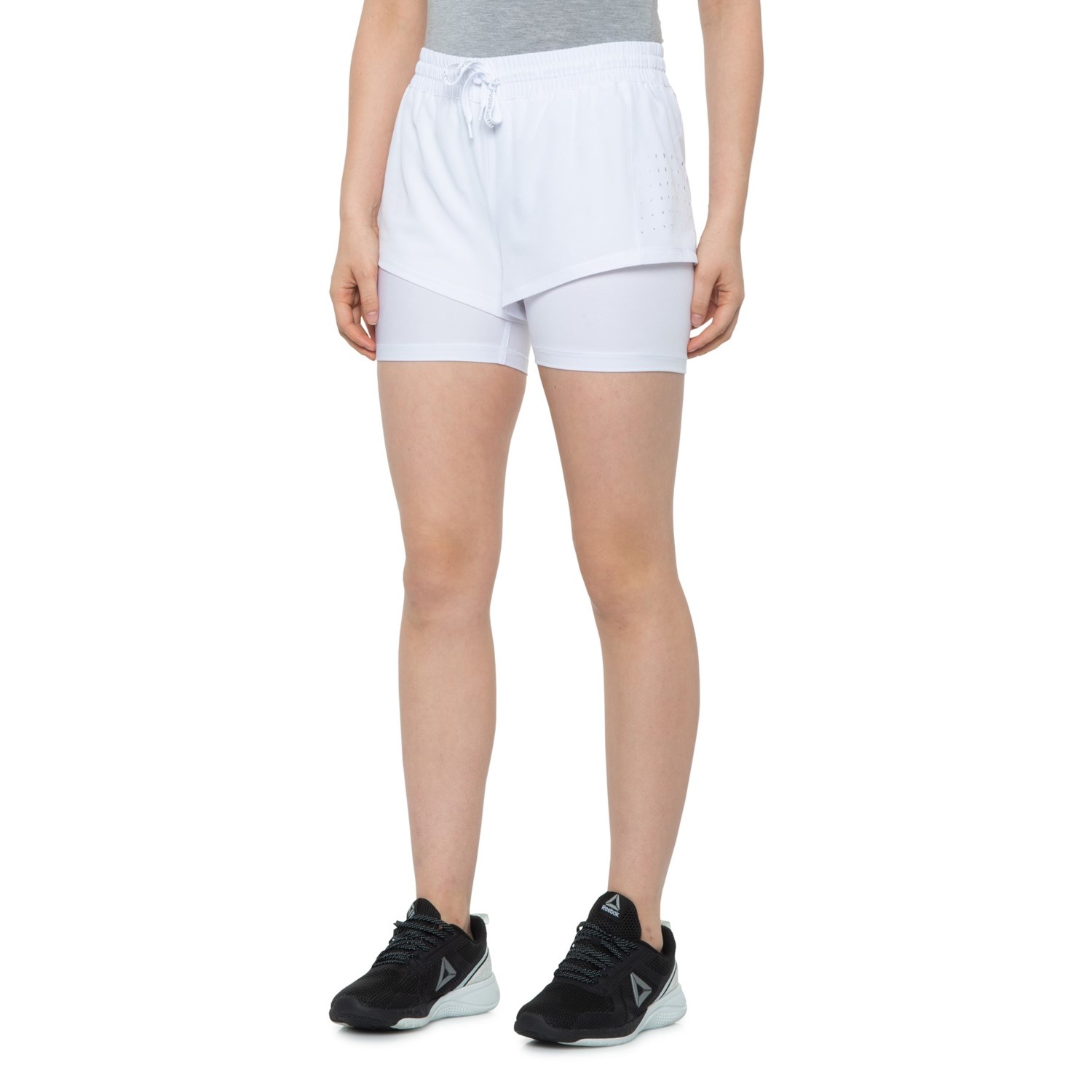 womens white stretch shorts